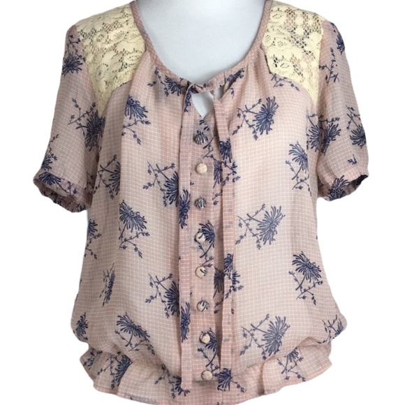 Kimchi Blue Tops - Kimchi Blue Mauve & Blue Blouse